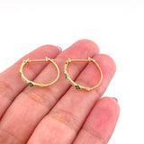Floral Trio Hoop Earrings Emeralds 25pts Diamonds 12pts 1.95gr / 3/4 in / Yellow Gold 18K *