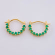 Half Moon Arch Hoop Earrings Emeralds 30pts 1.45gr / 1/2 in / Yellow Gold 18K *