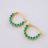 Half Moon Arch Hoop Earrings Emeralds 30pts 1.45gr / 1/2 in / Yellow Gold 18K *