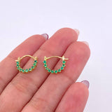 Half Moon Arch Hoop Earrings Emeralds 30pts 1.45gr / 1/2 in / Yellow Gold 18K *