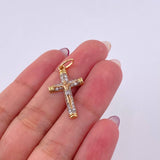 Dije Cruz Borde Rayado 2.1gr / 1 1/4 in / Oro Amarillo 18K