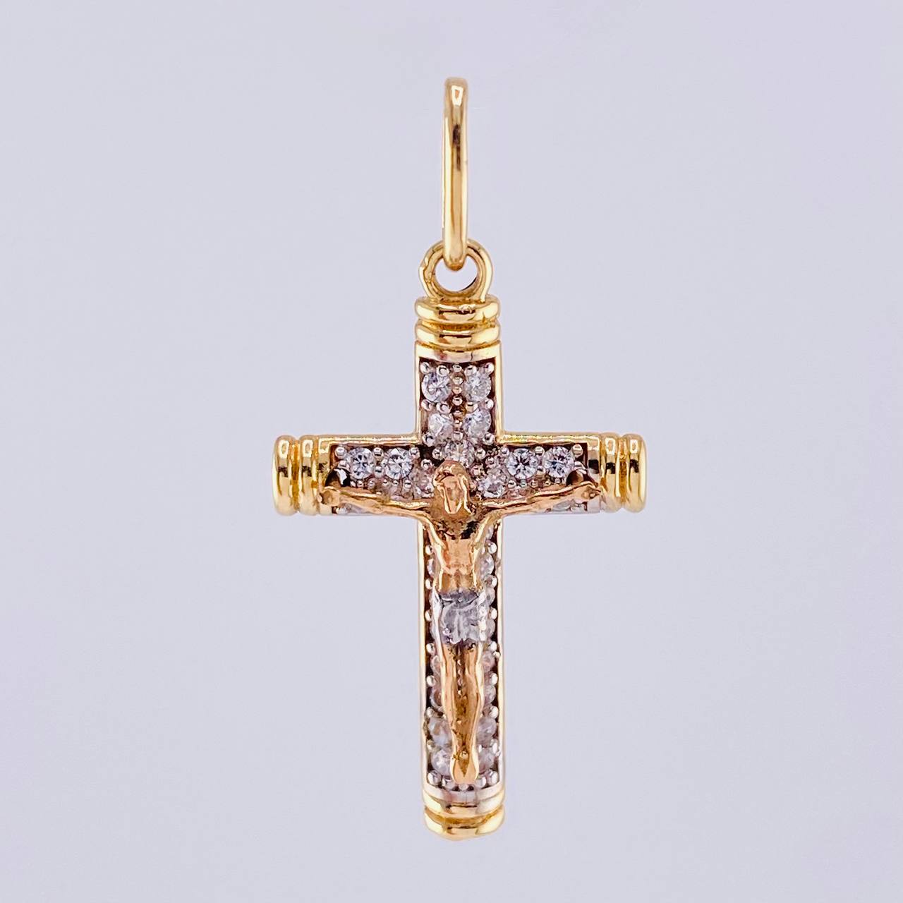 Dije Cruz Borde Rayado 2.1gr / 1 1/4 in / Oro Amarillo 18K