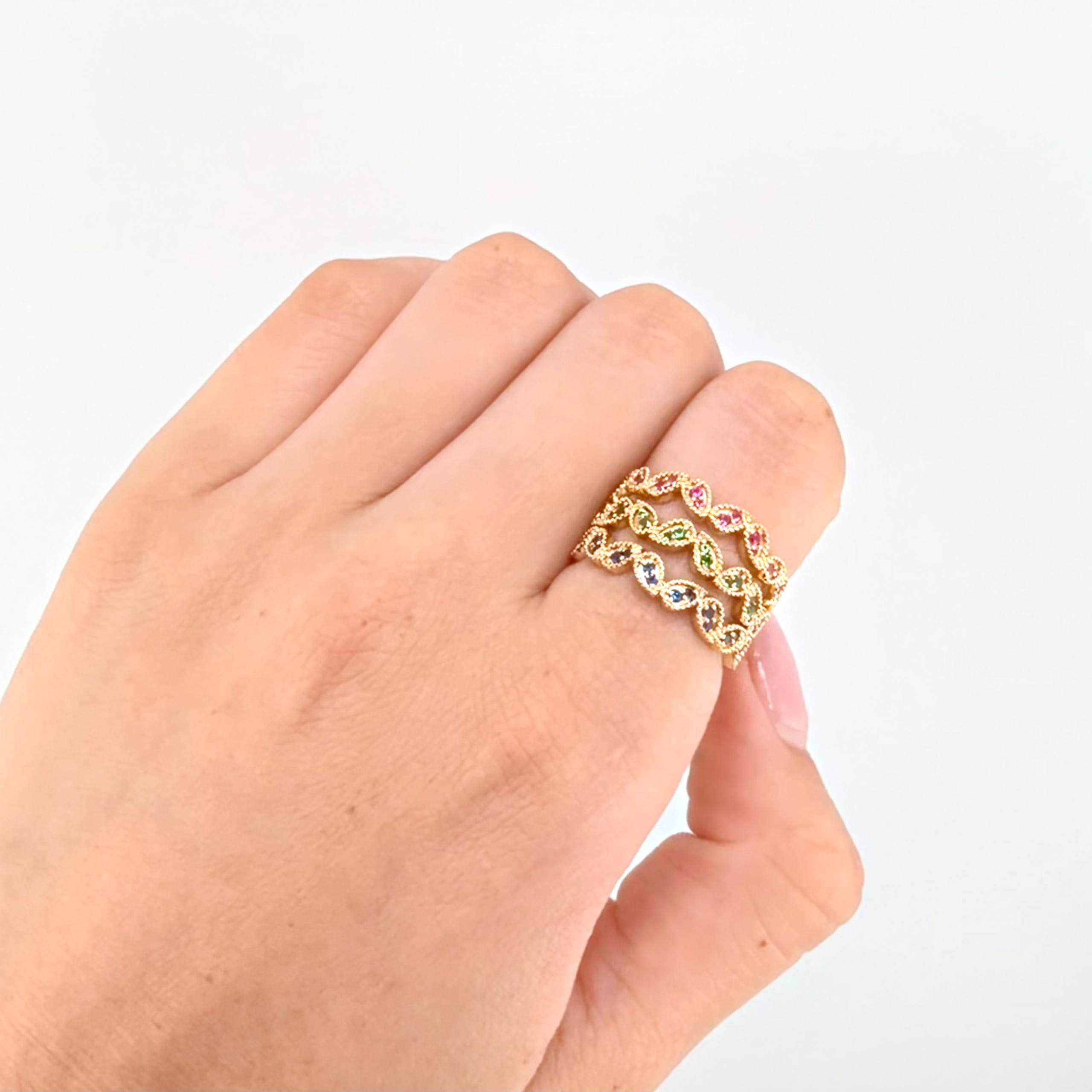 Anillo Triada de Hojas 5.55gr / T6 3/4 / Oro Amarillo 18K