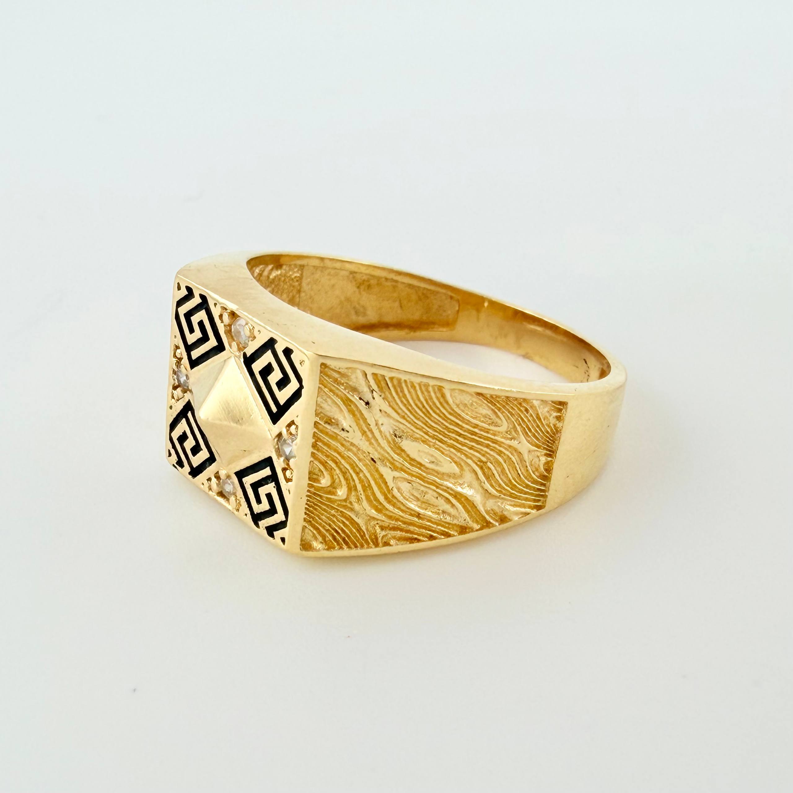 Anillo Sello Rombo Tribal 6.4gr / T10 1/2 / Oro Amarillo 18K *