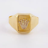 Anillo Sello Corona 3.55gr / T11 / Dos Oros Amarillo Blanco 18K ©
