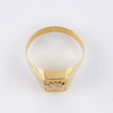 Anillo Sello Corona 3.45gr / T12 / Dos Oros Amarillo Blanco 18K *