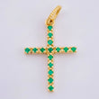 Emerald Cross Pendant 11pts 0.9gr / 3/4 in / 18K Yellow Gold ©