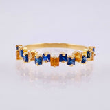 Anillo Zafiros Amarillos Azules 90pts 1.85gr / T7 1/2 / Oro Amarillo 18K ©