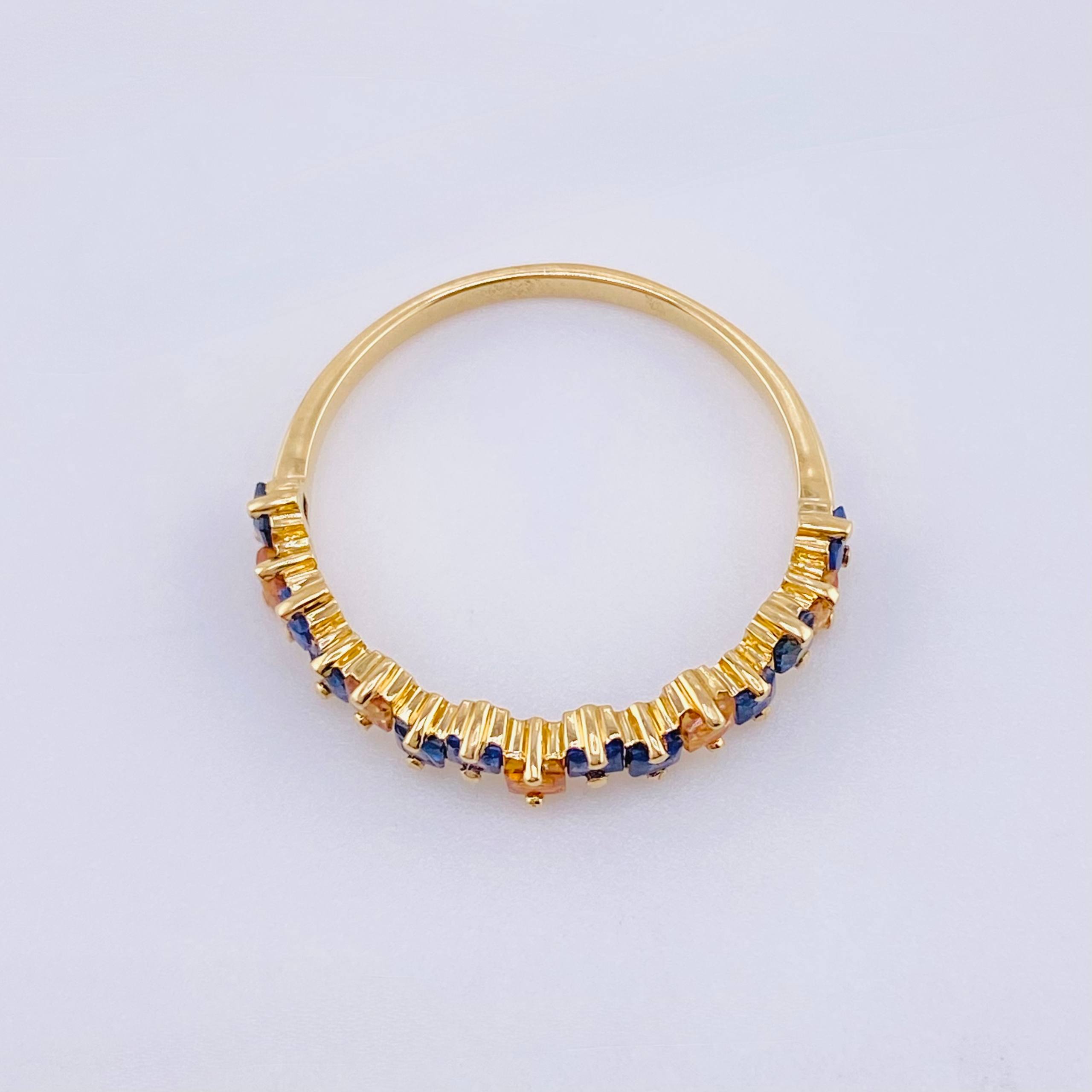 Anillo Zafiros Amarillos Azules 90pts 1.85gr / T7 1/2 / Oro Amarillo 18K ©
