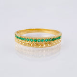 Anillo Esmeraldas 13pts  2.15gr / T8 1/2 / Oro Amarillo 18K ©