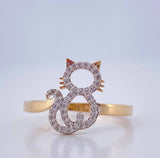 Anillo Gato 1.8gr / T7 1/4 / Dos Oros Amarillo Blanco18K &