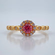 Anillo Solitario Halo Flor Ojos 1.85gr / T6 1/2 / Oro Amarillo 18K &