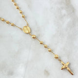 Rosary Virgin Miraculous Cross Christ 11.15gr / 50cm / 5mm-4mm Beads Diamond Cut 18K Yellow Gold ©