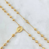 Rosary Virgin Miraculous Cross Christ 11.15gr / 50cm / 5mm-4mm Beads Diamond Cut 18K Yellow Gold ©