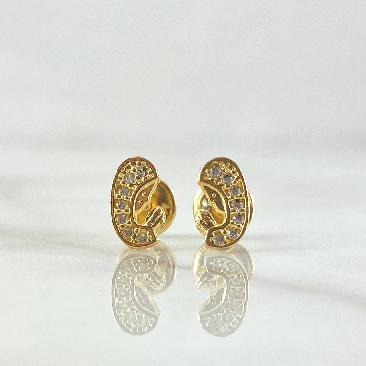 Topos Virgen maria 0.9gr / 8mm Circones blancos Oro Amarillo 18K