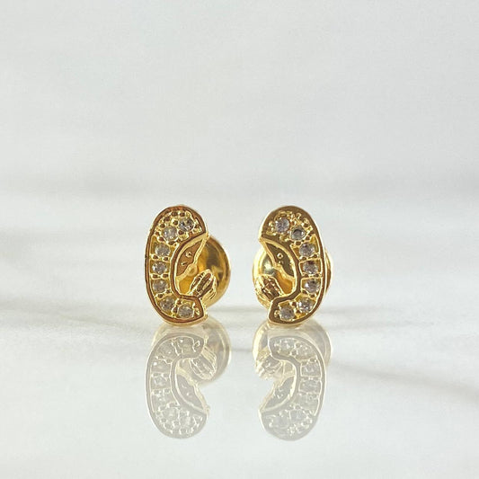 Topos Virgen maria 0.9gr / 8mm Circones blancos Oro Amarillo 18K
