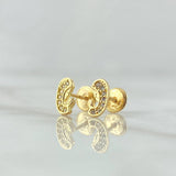 Topos Virgen Maria 0.95gr / 9mm Circones Blancos Oro Amarillo 18K ©