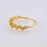 Anillo Zafiros Verdes Amarillos 90pts 1.75gr / T7 1/2 / Oro Amarillo 18K ©