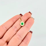 Circular Set Stud Earrings + Pendant Diamonds 37pts Emeralds 84pts 4.2gr / 1/2 in / 8mm 18K Yellow Gold ©