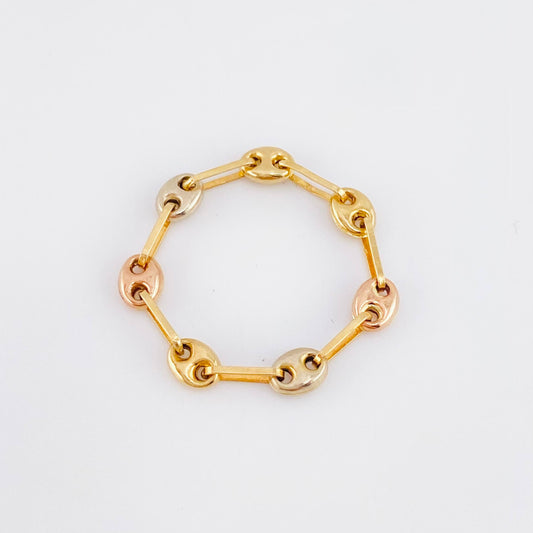 Anillo Gc 0.8gr / T4 1/2 - T4 3/4 / 4mm Tres Oros 18K ©