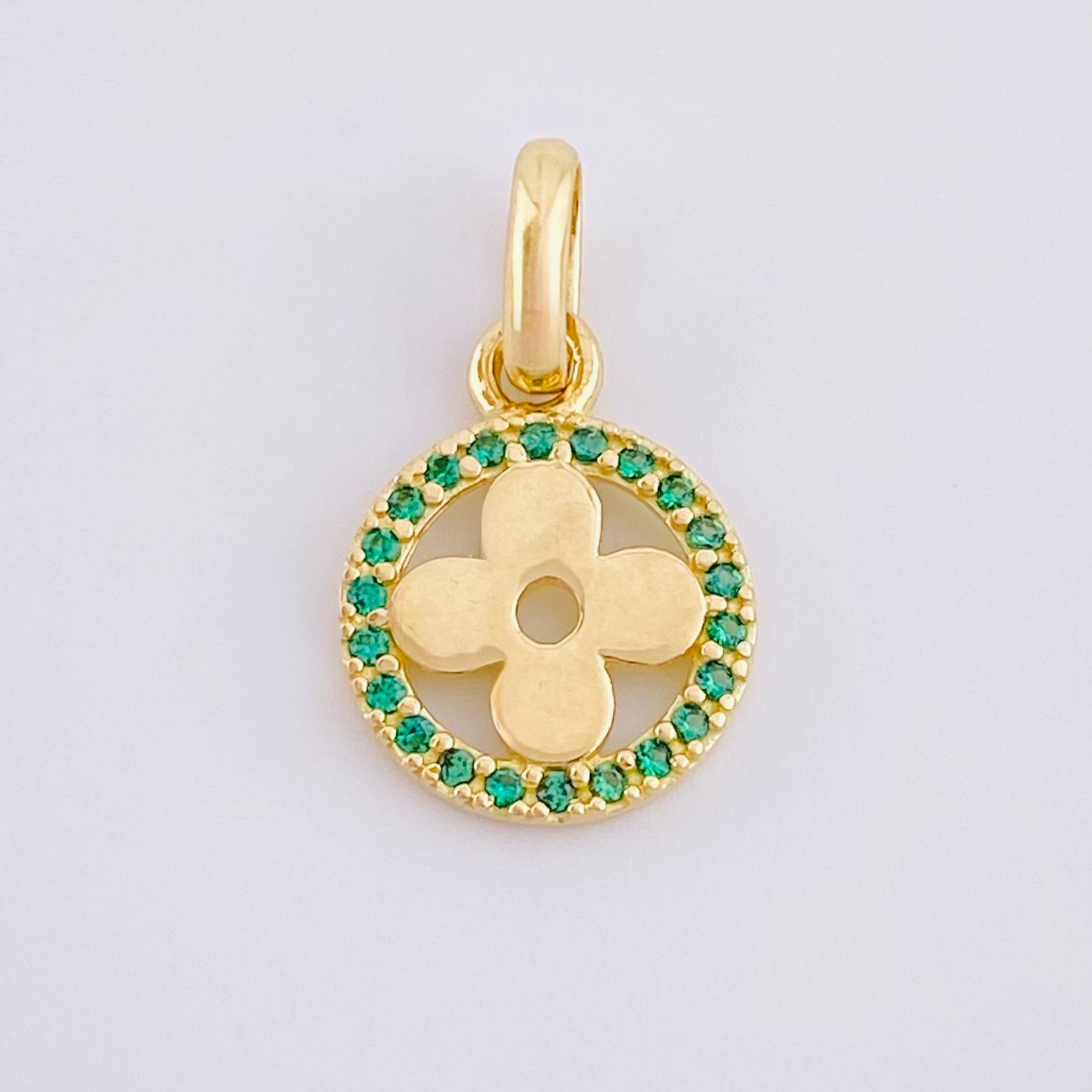 Clover Hoop Pendant 1.25gr / 3/4 in / Yellow Gold 18K *