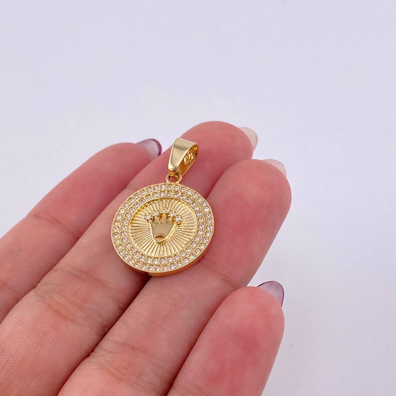 Dije Corona Circular 3.45gr / 1 in / Oro Amarillo 18K *