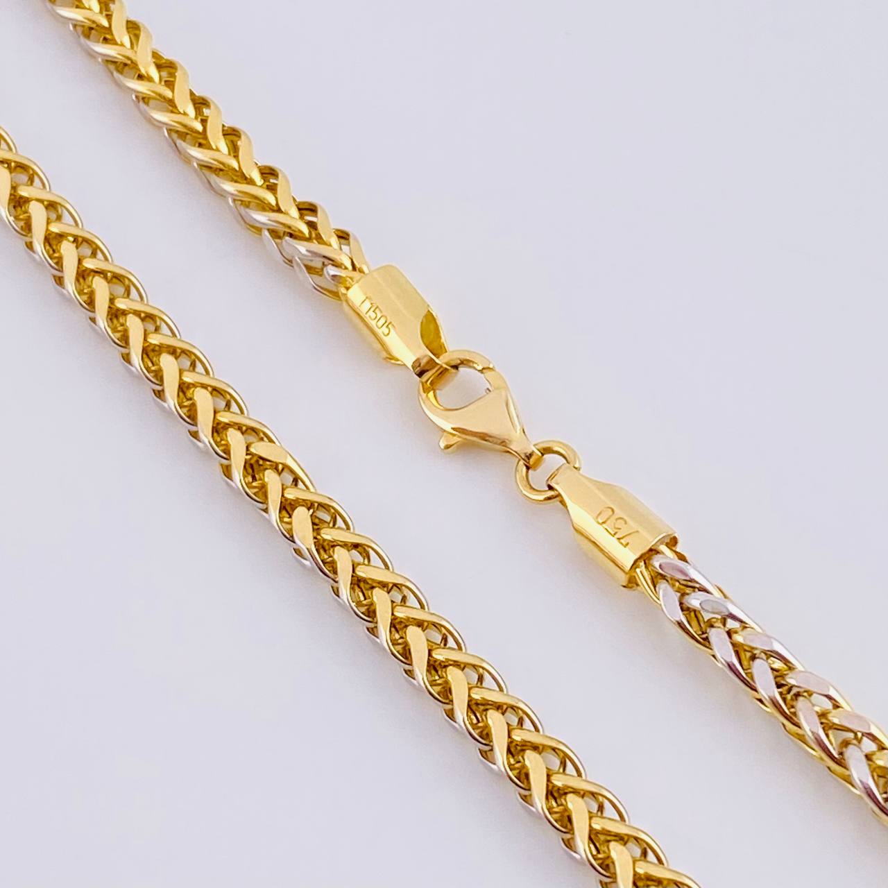 Cadena Franco 19.1 g / 25 1/2 in / 3.5 mm Dos Oros Amarillo Blanco 18K