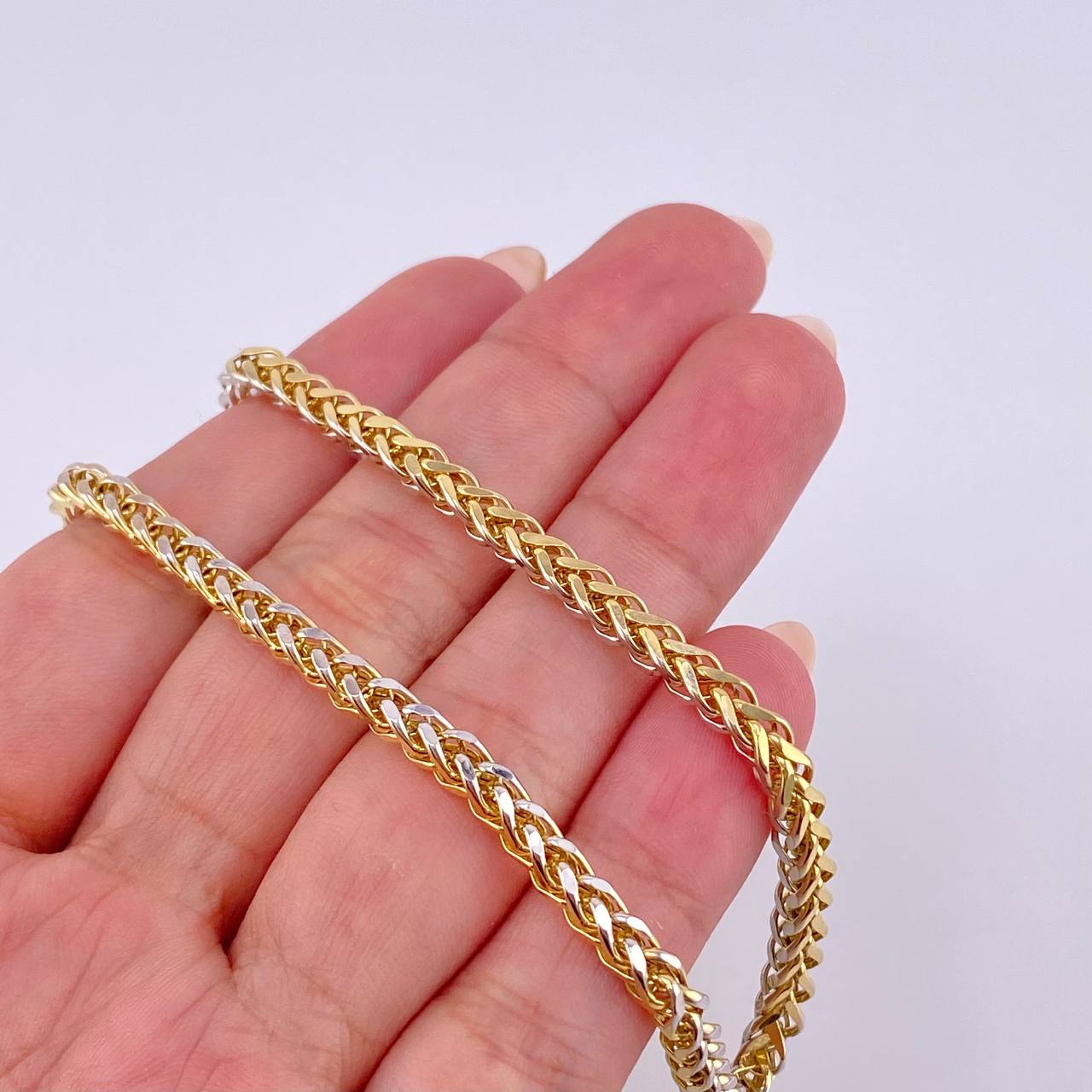 Cadena Franco 19.1 g / 25 1/2 in / 3.5 mm Dos Oros Amarillo Blanco 18K