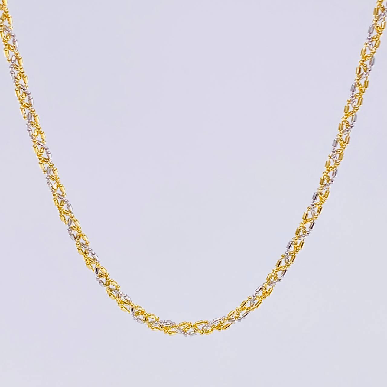 Cadena Morce Trenzada 5.9 g / 20 in / 2.3 mm Dos Oros Amarillo Blanco 18K