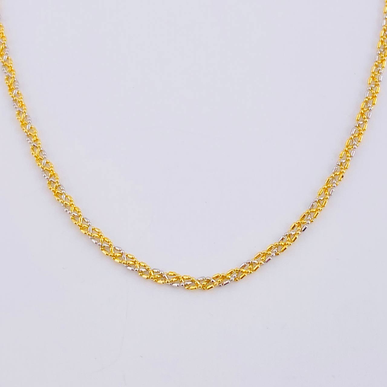 Cadena Morce Trenzada 5.9 g / 20 in / 2.3 mm Dos Oros Amarillo Blanco 18K