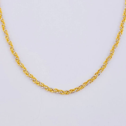 Cadena Morce Trenzada 5.9 g / 20 in / 2.3 mm Dos Oros Amarillo Blanco 18K