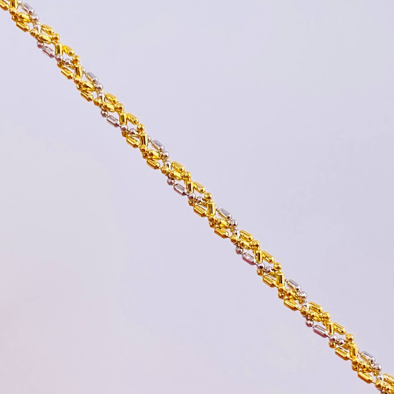 Cadena Morce Trenzada 5.9 g / 20 in / 2.3 mm Dos Oros Amarillo Blanco 18K