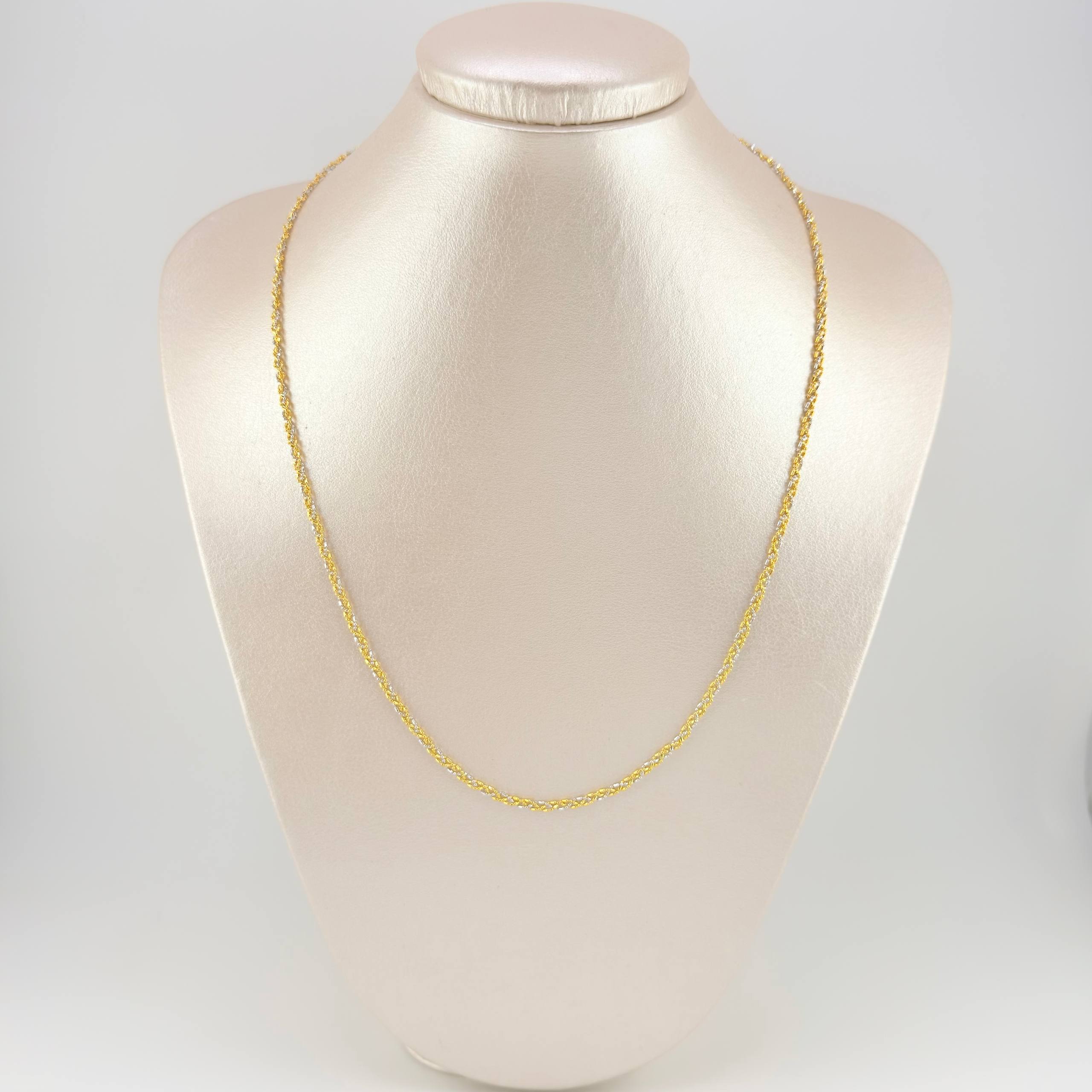 Cadena Morce Trenzada 5.9 g / 20 in / 2.3 mm Dos Oros Amarillo Blanco 18K