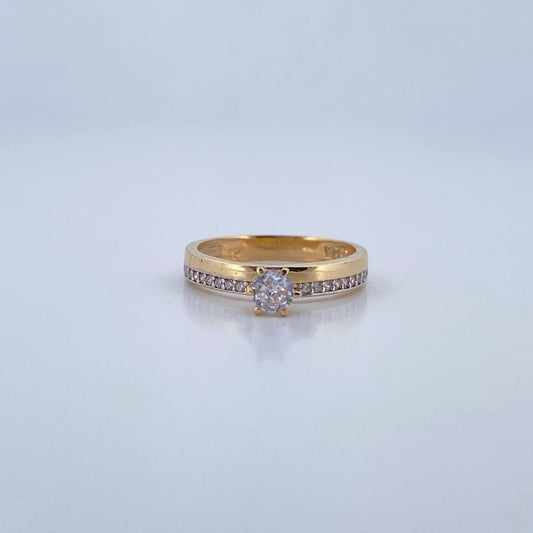 Solitaire Ring Line 2.35gr / Size 6 / 18K Gold &
