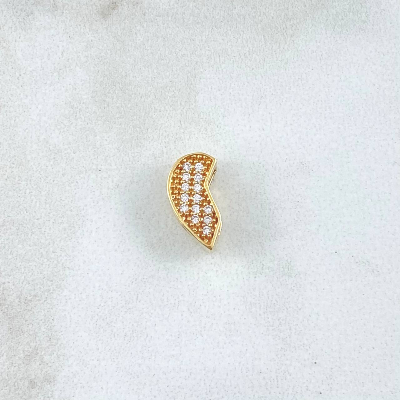 Pendant Half Heart 0.95gr / 1cm / White Zircons Yellow Gold 18K