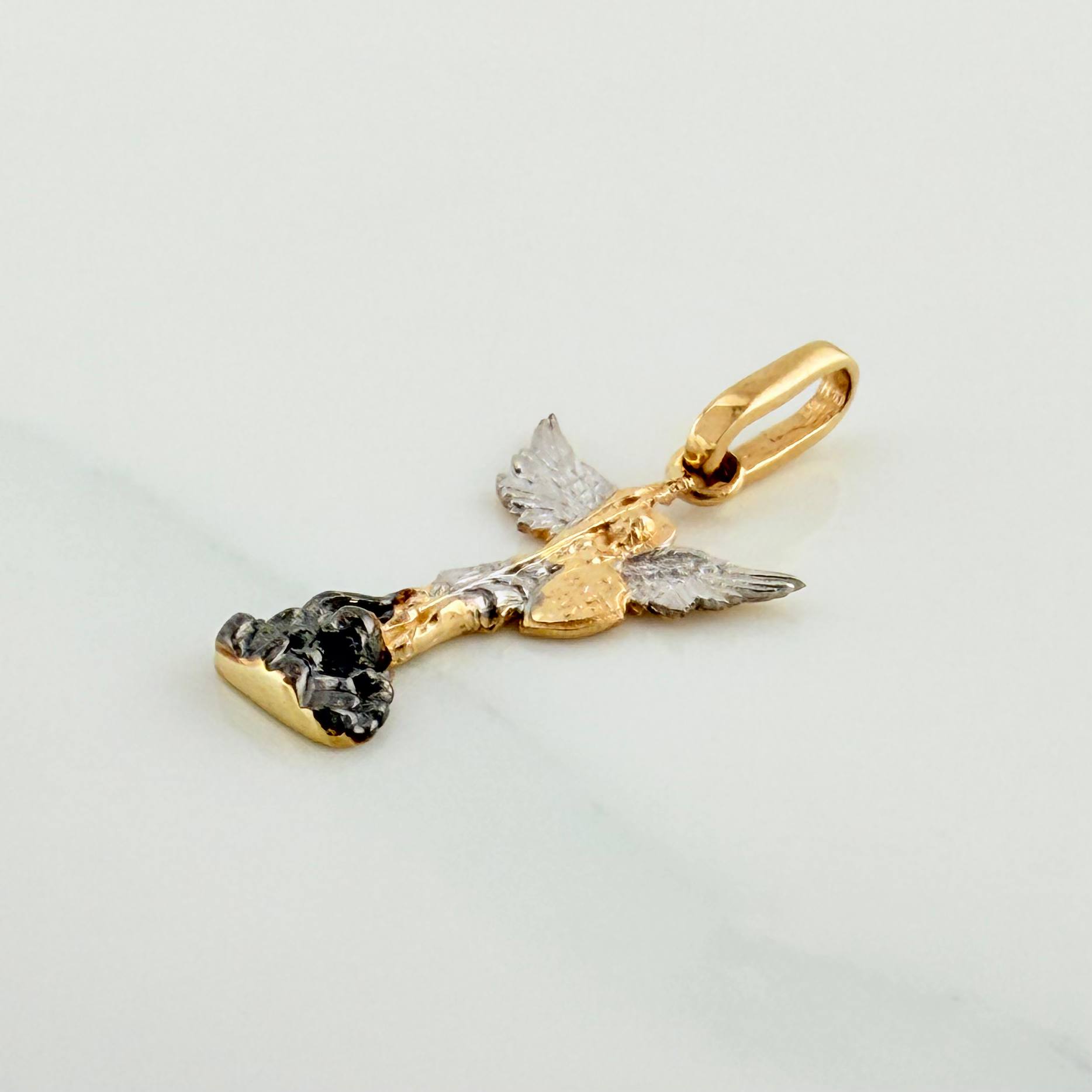 Pendant Saint Michael the Archangel 1.05 g / 3/4 in Three Golds 18K