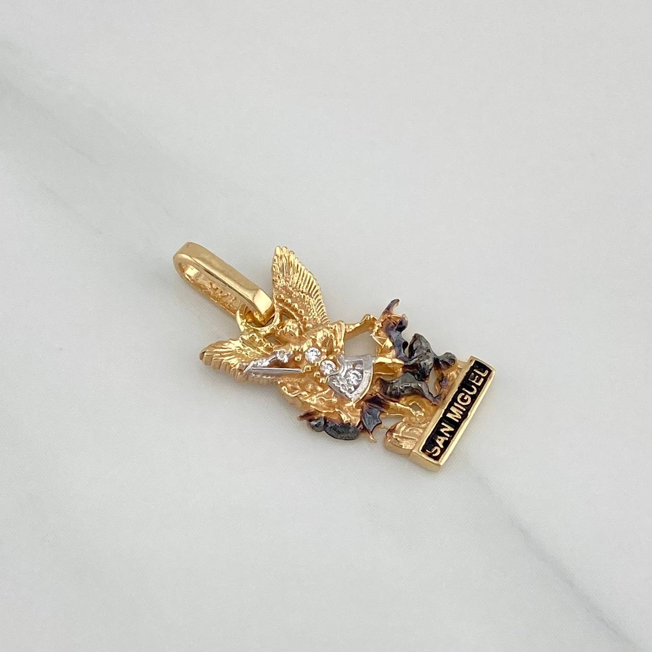 Pendant Saint Michael the Archangel 1.5 g / 3/4 in Three Golds 18K
