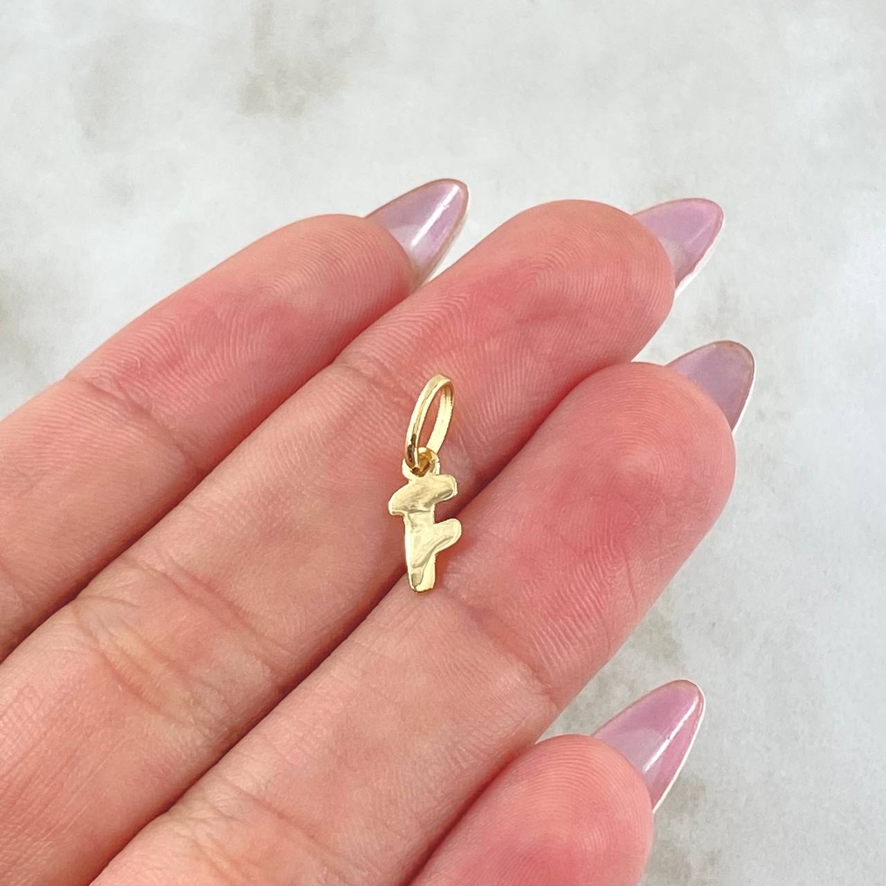 Pendant Letter F Cursive 0.4gr / 3/4 in / 18K Gold