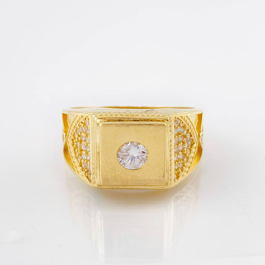 Anillo Medio Rombo Texturizado 6.75gr / T10 / Oro Amarillo 18K ©