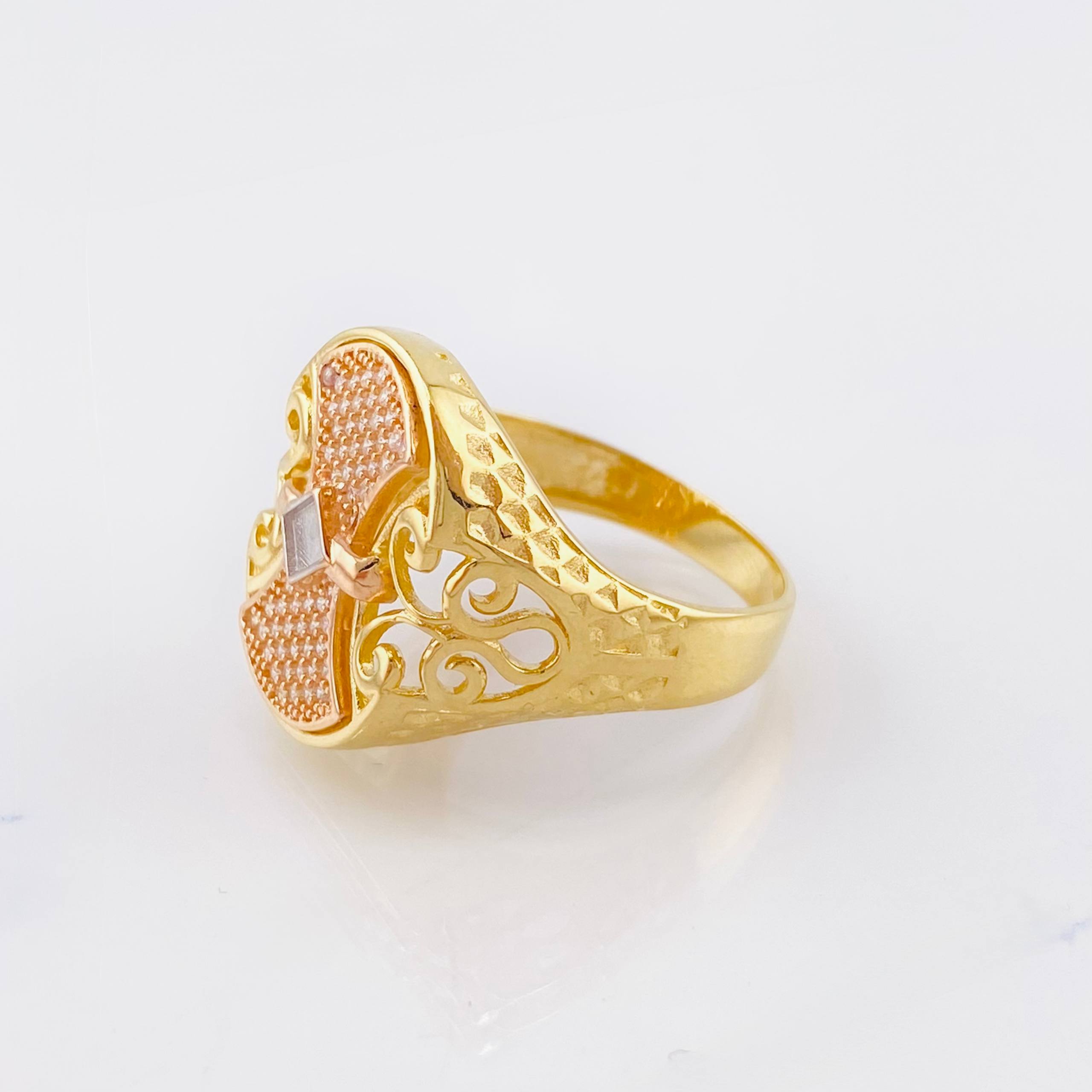 Anillo Escudo Vikingo 5.8gr / T10 1/2 / Tres Oros 18K ©