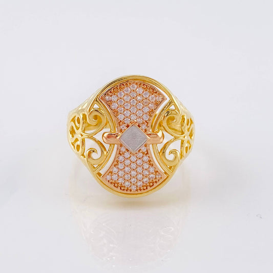 Anillo Escudo Vikingo 5.8gr / T10 1/2 / Tres Oros 18K ©