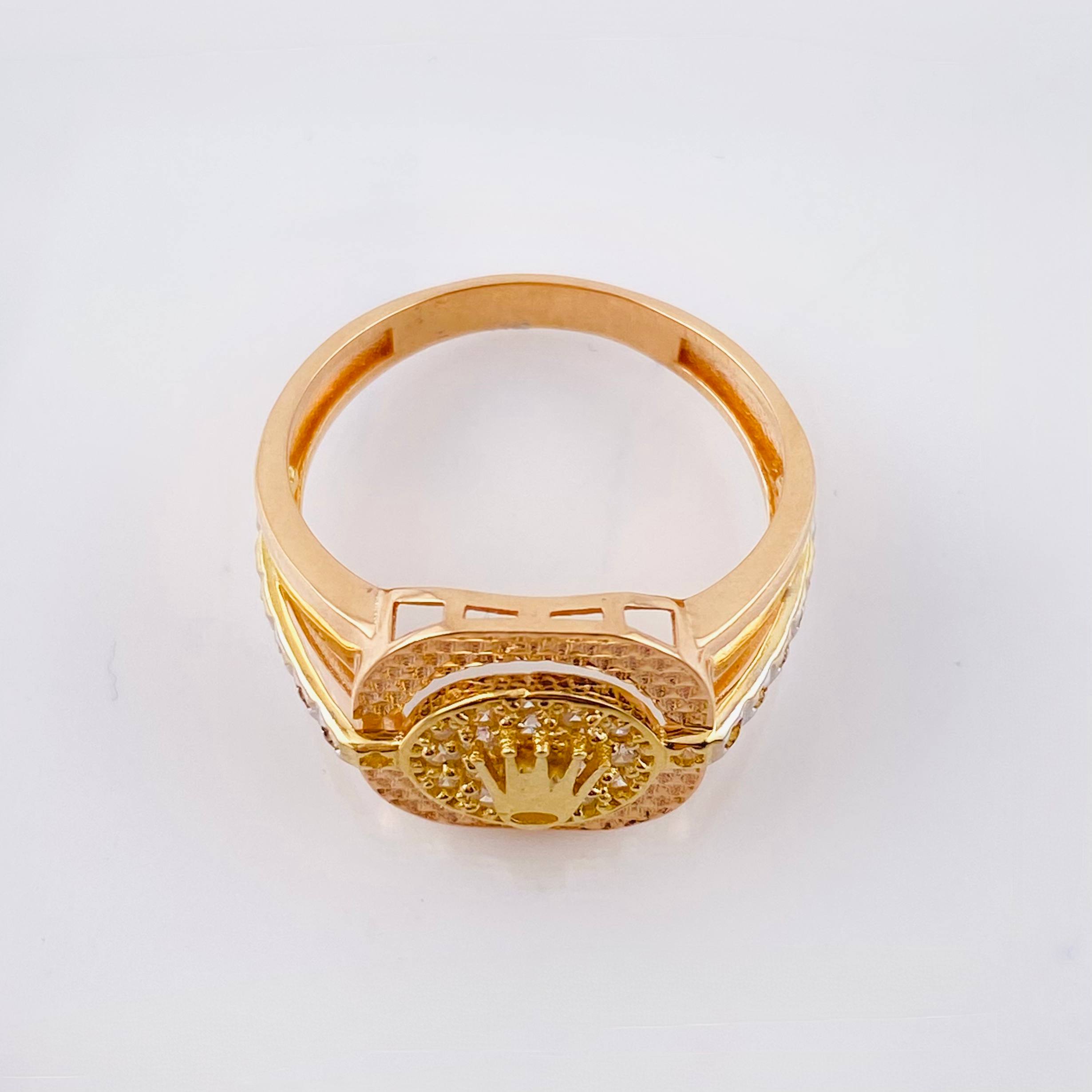 Diamond Cut Crown Relief Ring 5.5gr / T10 1/4 / Three-tone Gold 18K ©