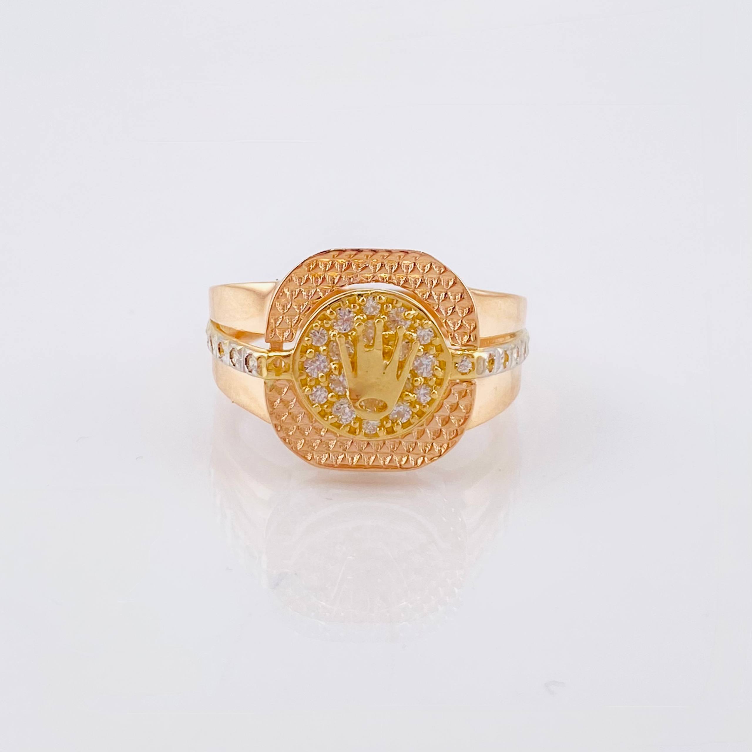 Diamond Cut Crown Relief Ring 5.5gr / T10 1/4 / Three-tone Gold 18K ©