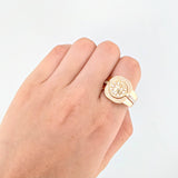 Diamond Cut Crown Relief Ring 5.5gr / T10 1/4 / Three-tone Gold 18K ©