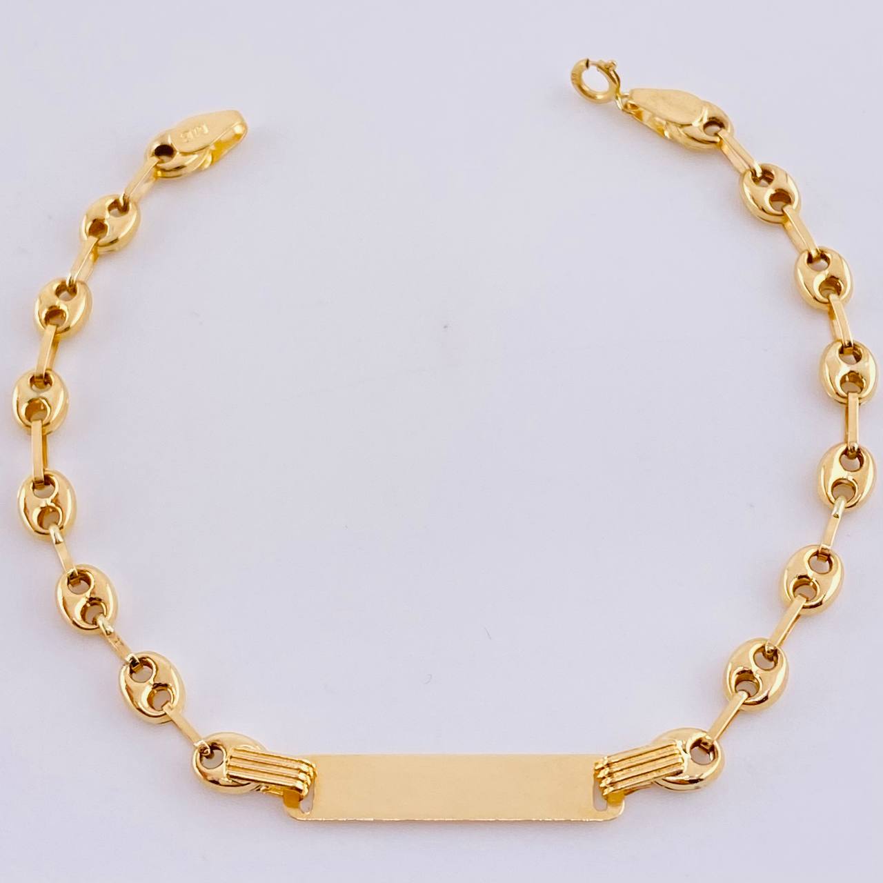 Bracelet Gc Rectangular Plate 2.3gr / 6 in / 4mm Yellow Gold 18K