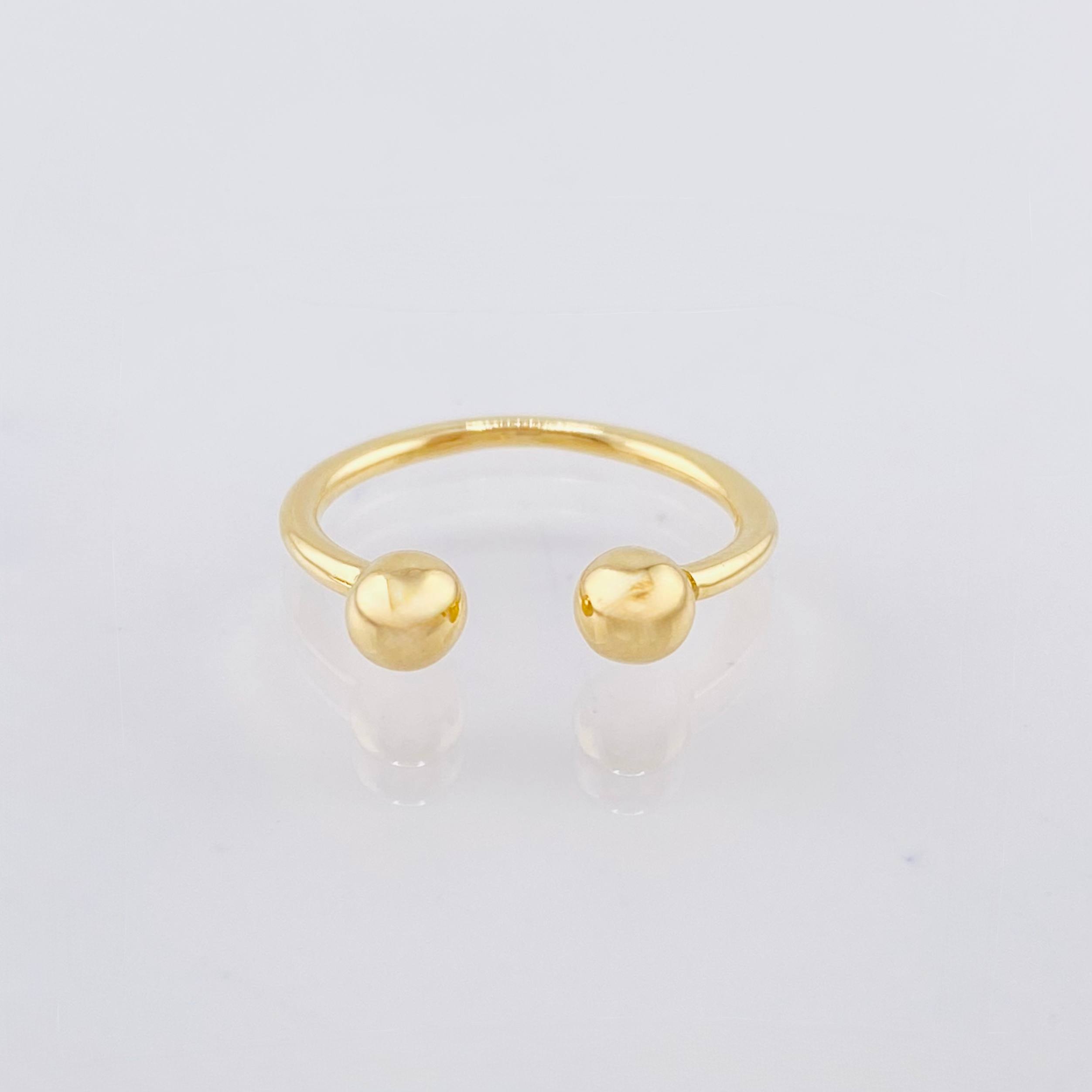 Anillo Medio Dedo Abrazo 2 Bolas 4mm 1.2gr / T3 3/4 / Oro Amarillo 18K ©