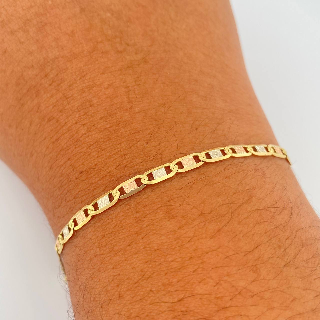 Bracelet Flat Ladder 4.05gr / 19cm / 3.2mm Three Golds +3 18K $