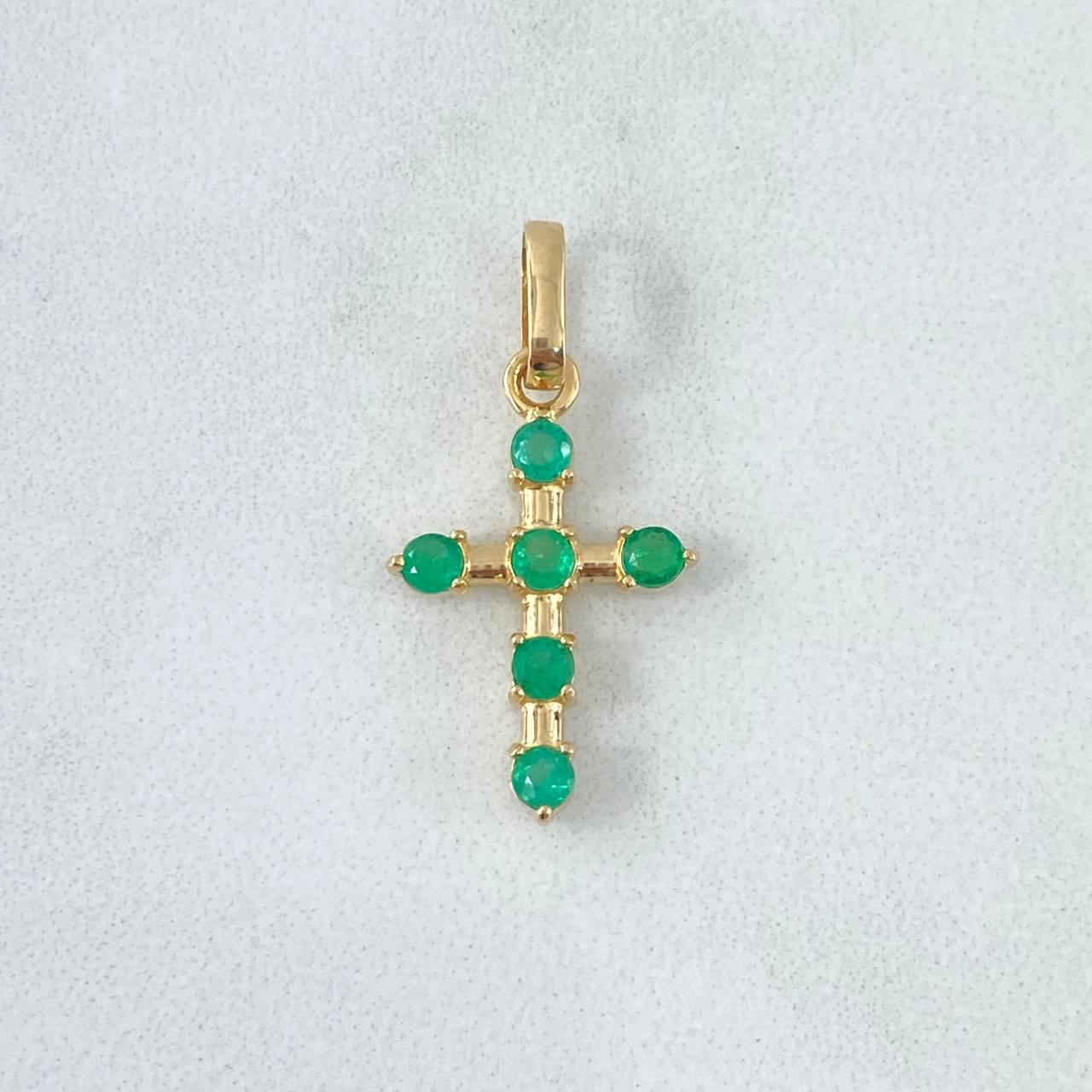 Pendant Baculada Cross 1.35gr / 2.5cm / Emeralds 37Pts 18K Yellow Gold (Jewel) ©