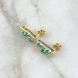 Topos Trio Cubicular 4.1gr / 1.5cm / Esmeraldas 9Ptos Dos Oros Amarillo Blanco 18K (Joya) ©