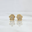 Stud Earrings Flor Sakura 0.75gr / 6mm White Zircons 18K Yellow Gold ©